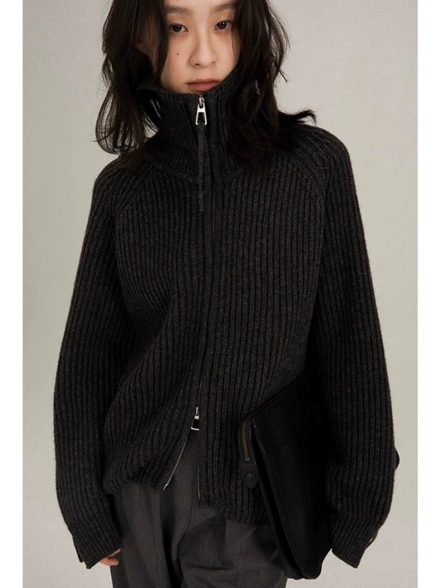Wool Coat Peacoat - Kardigan kasmir desain berat, mantel rajut