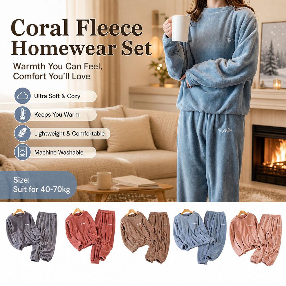 Corduroy Pant Warm - Set Pakaian Rumah Bahan Coral Fleece,
