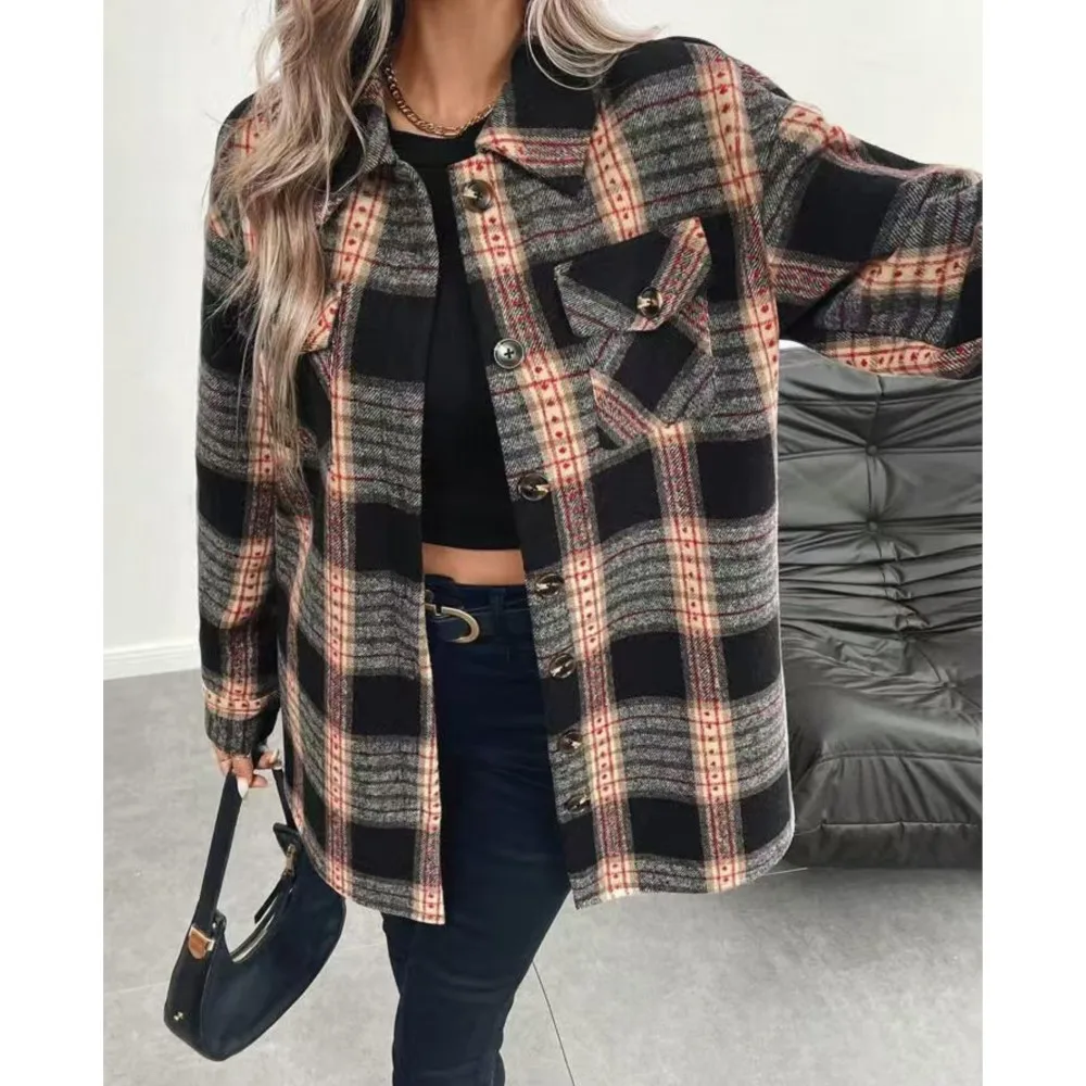Mantel Lengan Panjang Bermotif - Flannel Shirt Lined ulasan dan harga